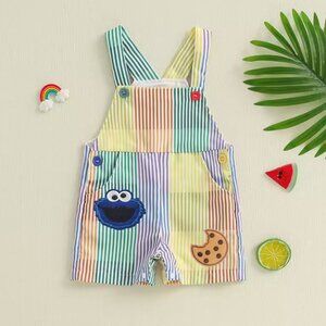 Cookie Monster Overalls Sesame Street Jumpsuit Birthday Bodysuit clothes